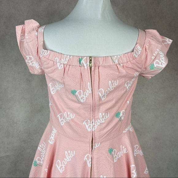 Loungefly Stitch Shoppe X Barbie Palm Tree Logo Lizzy Date Night Pink Dress - Picture 13 of 14
